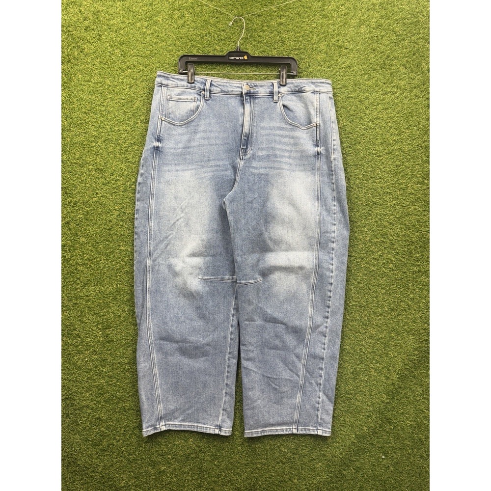 Risen Jeans Womens 3XL High Rise Boyfriend Cuffed Barrel Baggy Casual RDP5901B